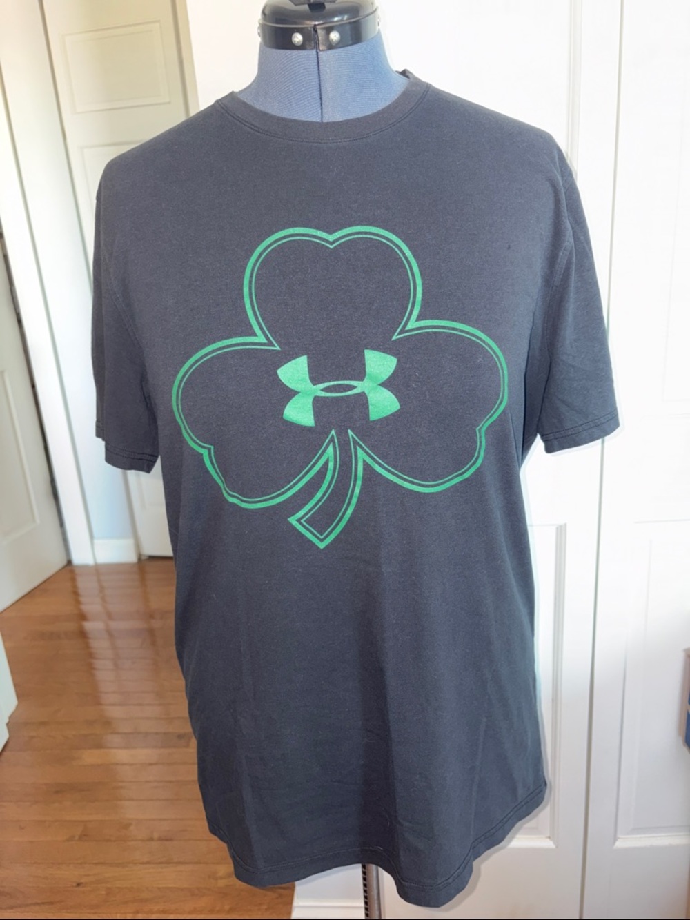 Under Armour Black Tee with Green Shamrock Logo